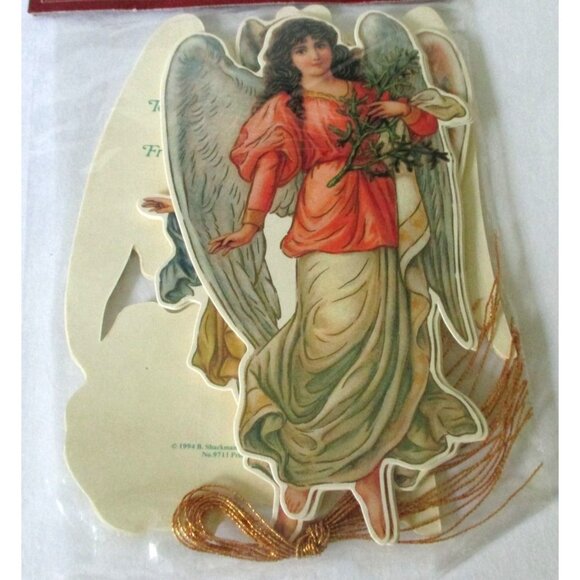 Vintage Die Cut Embossed Card and Note Tags Lot 1990s Shackman Angels Bear - Picture 3 of 9